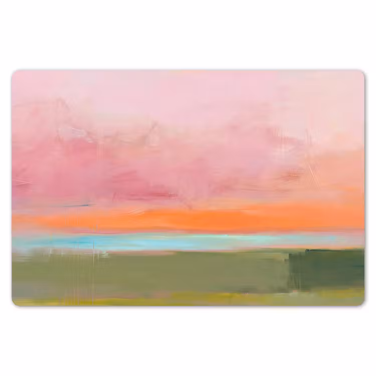 Placemat - 6 stuks - Abstract - Landschap - Modern - Roze - Oranje — 7