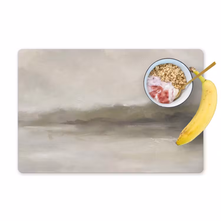 Placemat - 6 stuks - Abstract - Landschap - Nevel - Modern - Grijs — 1
