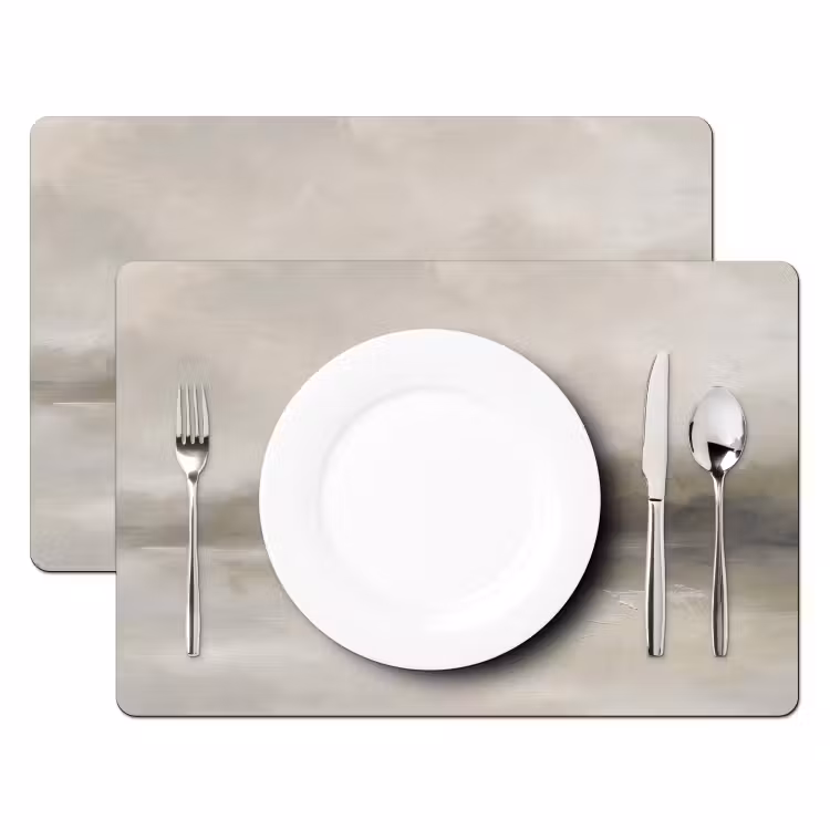Placemat - 6 stuks - Abstract - Landschap - Nevel - Modern - Grijs — 2