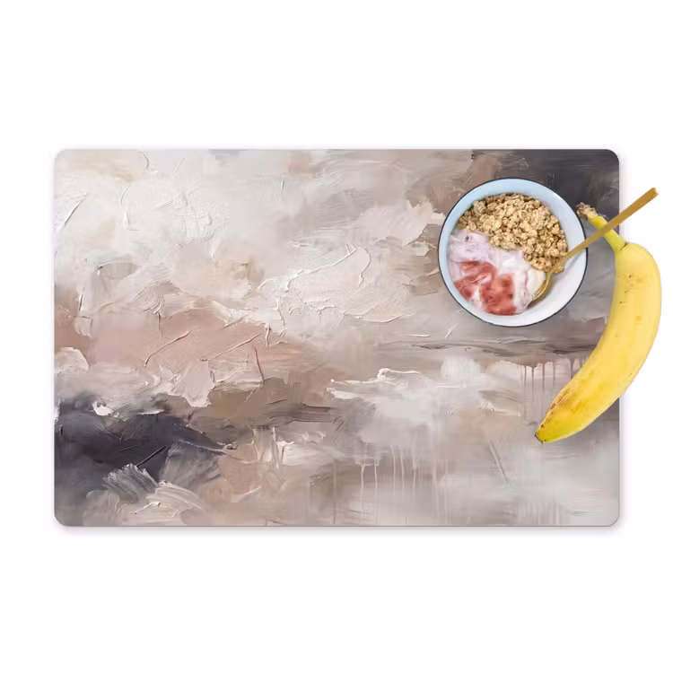 Placemat - 6 stuks - Abstract - Textuur - Kunst - Modern - Beige — 1