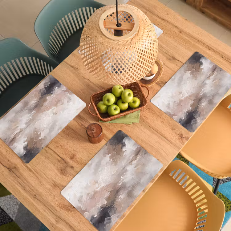 Placemat - 6 stuks - Abstract - Textuur - Kunst - Modern - Beige — 6