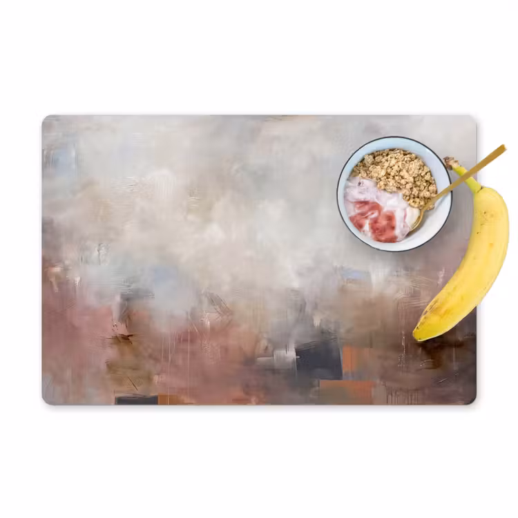 Placemat - 6 stuks - Abstract - Vloeiend - Kunst - Modern - Beige — 1