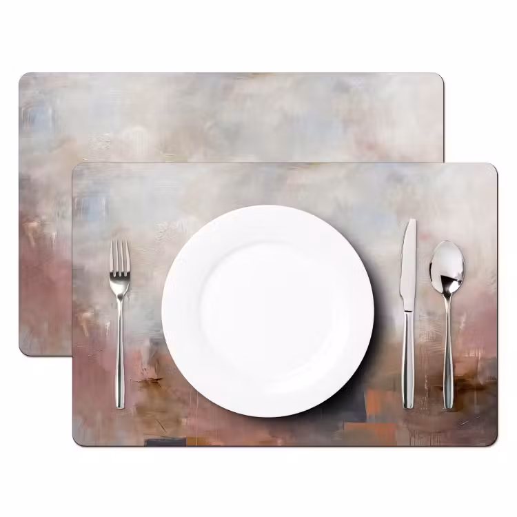 Placemat - 6 stuks - Abstract - Vloeiend - Kunst - Modern - Beige — 2