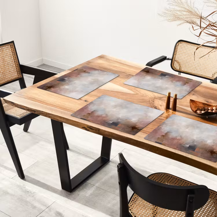 Placemat - 6 stuks - Abstract - Vloeiend - Kunst - Modern - Beige — 5