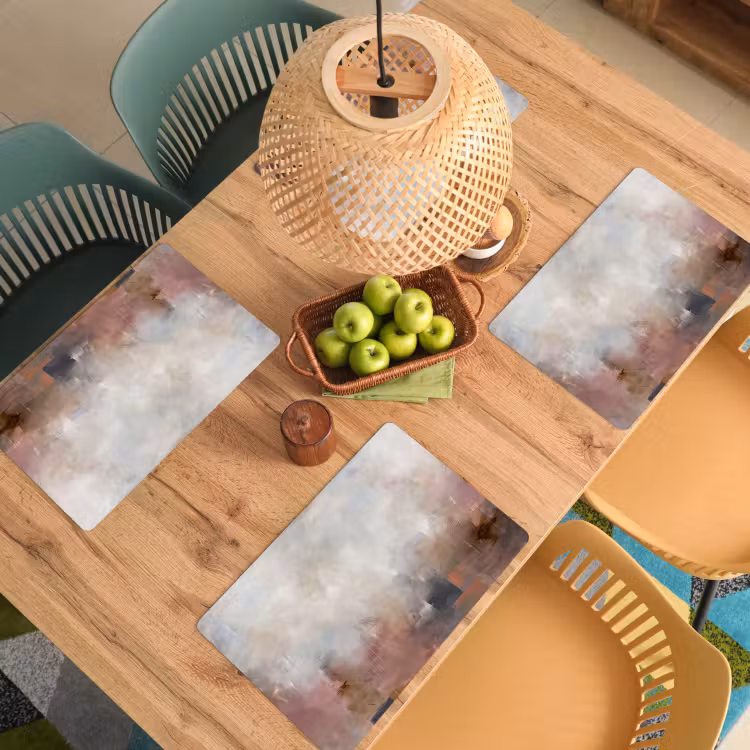 Placemat - 6 stuks - Abstract - Vloeiend - Kunst - Modern - Beige — 6