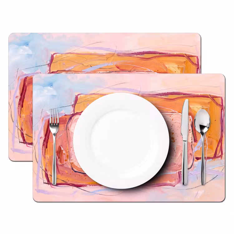 Placemat - 6 stuks - Abstract - Vormen - Modern - Roze — 2