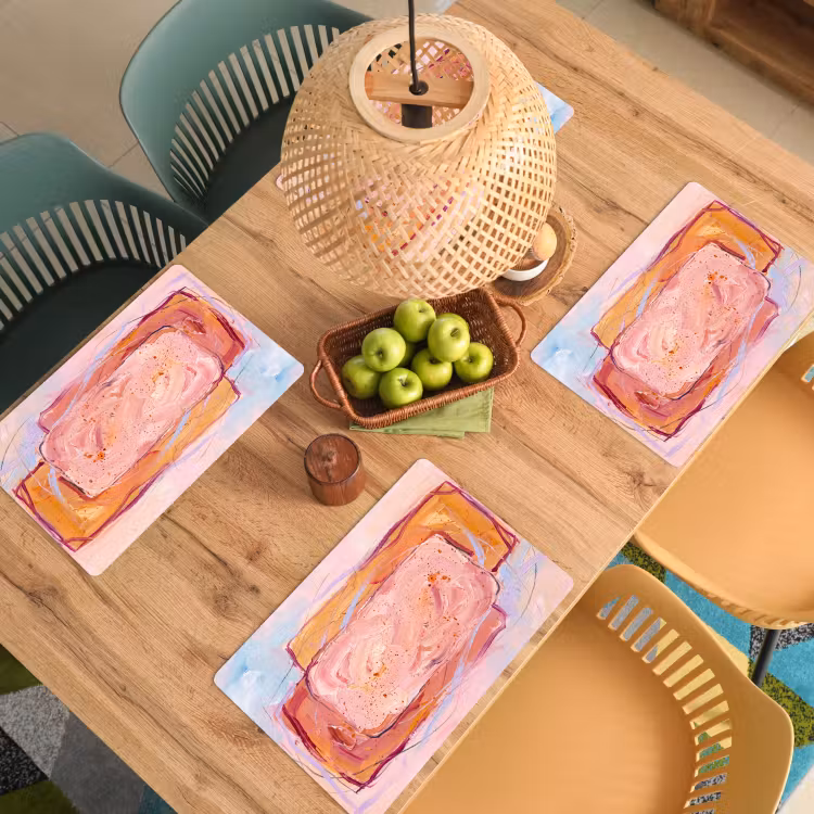 Placemat - 6 stuks - Abstract - Vormen - Modern - Roze — 6