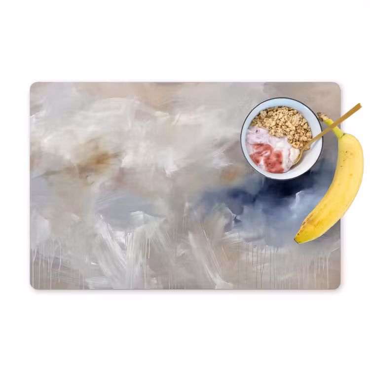 Placemat - 6 stuks - Abstract - Wolken - Sfeer - Modern - Beige — 1