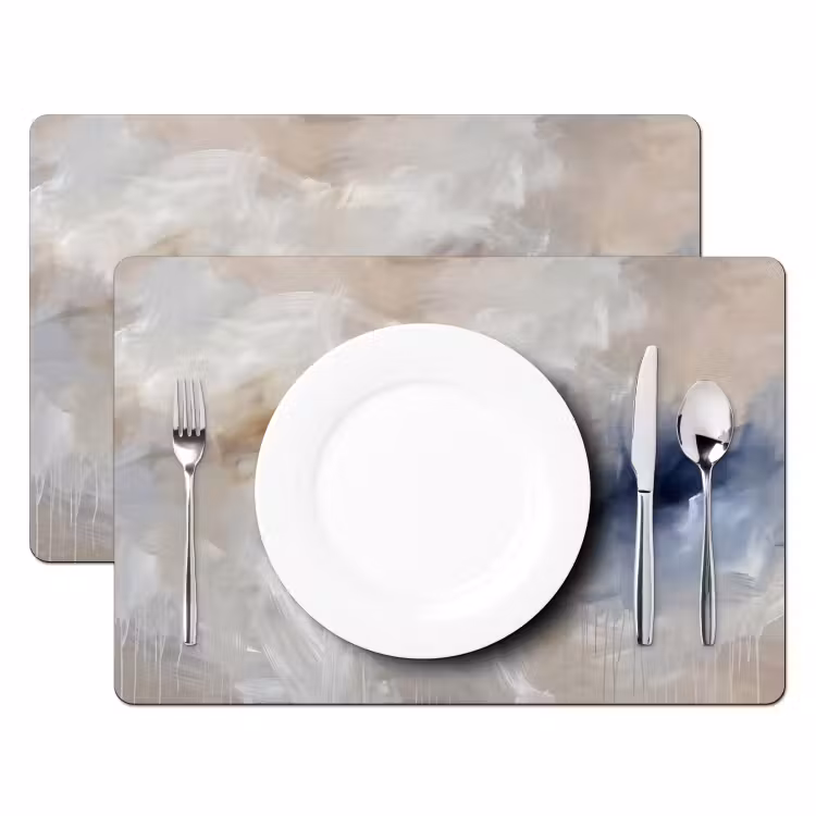 Placemat - 6 stuks - Abstract - Wolken - Sfeer - Modern - Beige — 2