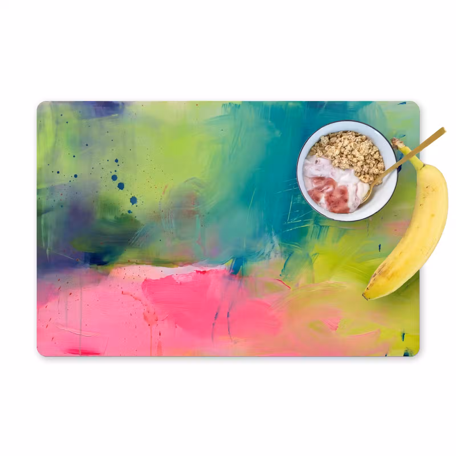 Placemat - 6 stuks - Abstract - Kleuren - Modern - Groen - Roze — 1