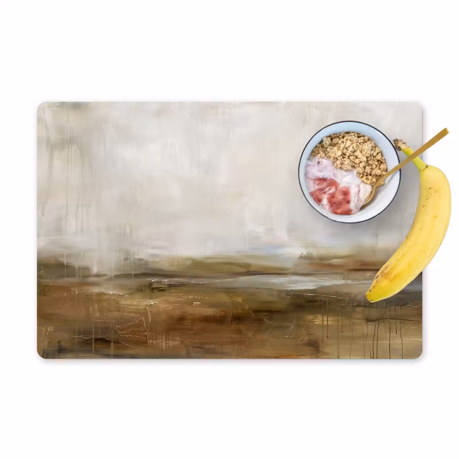 Placemat - 6 stuks - Abstract - Landschap - Natuur - Beige - Bruin — 1