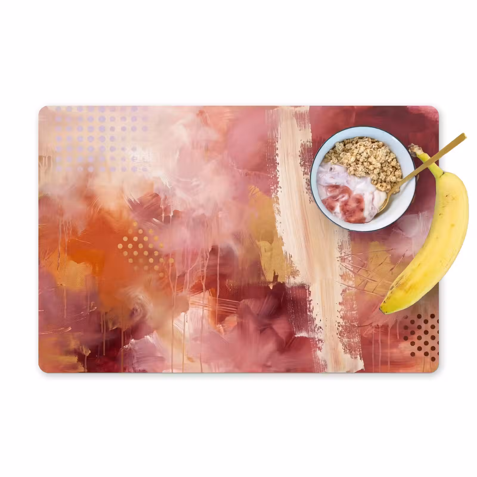 Placemat - 6 stuks - Abstract - Rood - Goud - Modern - Kunst — 1