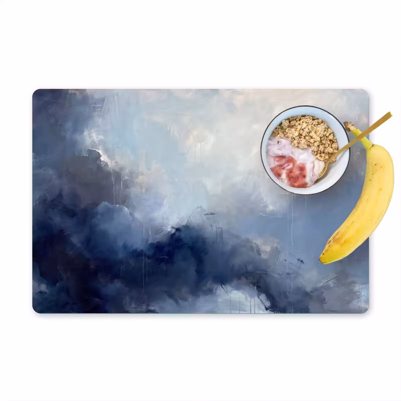 Placemat - 6 stuks - Abstract - Wolken - Modern - Blauw - Kunst — 1