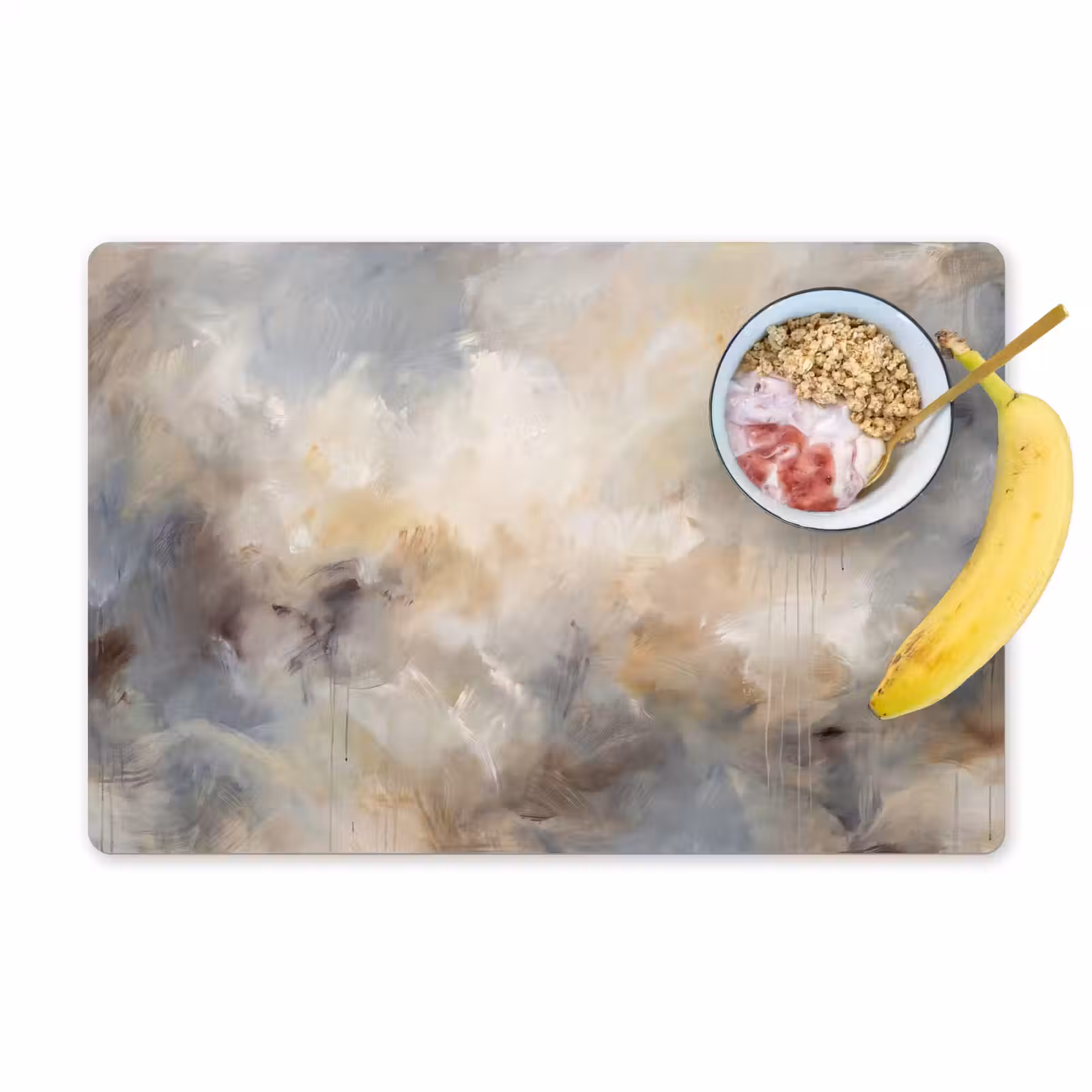 Placemat - 6 stuks - Abstract - Wolken - Sfeervol - Beige - Grijs — 1