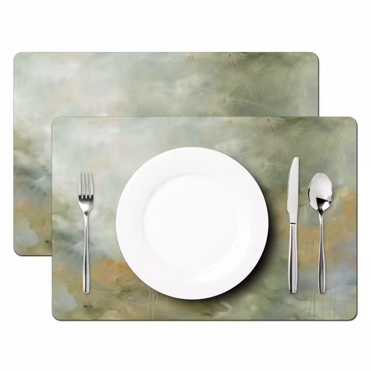 Placemat - 6 stuks - Abstract - Groen - Beige - Modern - Kunst — 2