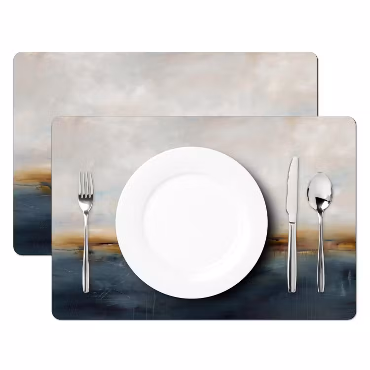 Placemat - 6 stuks - Abstract - Horizon - Water - Modern - Beige — 2