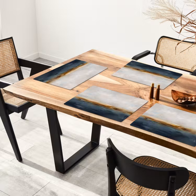 Placemat - 6 stuks - Abstract - Horizon - Water - Modern - Beige — 5