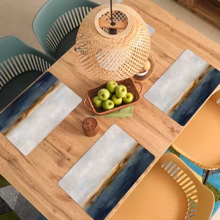 Placemat - 6 stuks - Abstract - Horizon - Water - Modern - Beige — 6