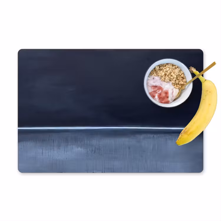 Placemat - 6 stuks - Abstract - Horizontale lijn - Minimalistisch - Donkerblauw - Kunst — 1