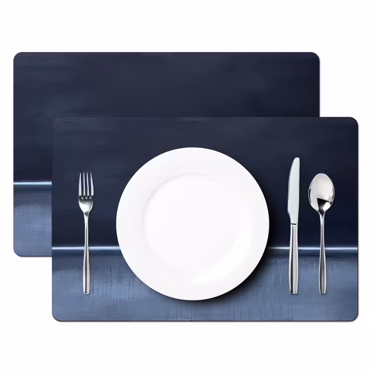 Placemat - 6 stuks - Abstract - Horizontale lijn - Minimalistisch - Donkerblauw - Kunst — 2