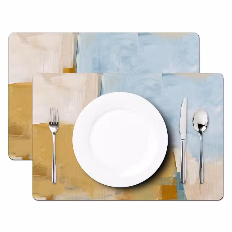 Placemat - 6 stuks - Abstract - Kleuren - Kunst - Modern - Blauw — 2