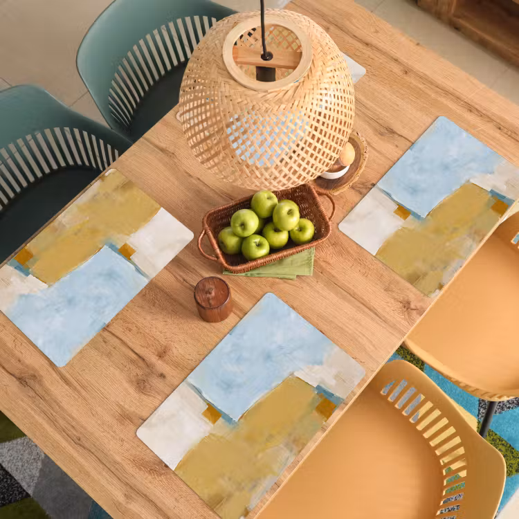 Placemat - 6 stuks - Abstract - Kleuren - Kunst - Modern - Blauw — 6