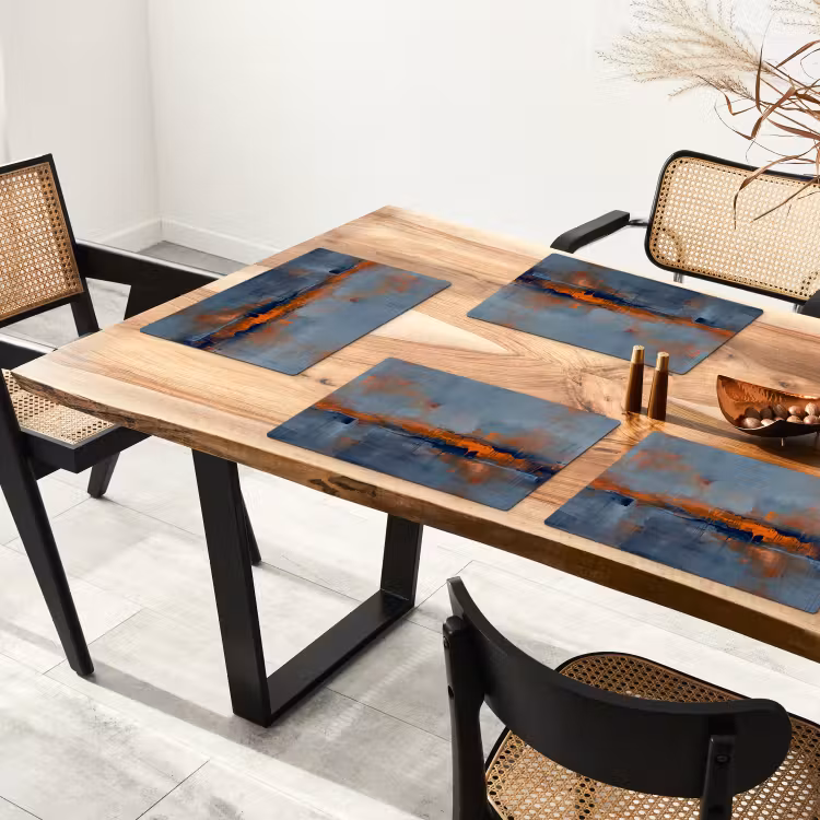 Placemat - 6 stuks - Abstract - Kleuren - Modern - Oranje - Grijs — 5