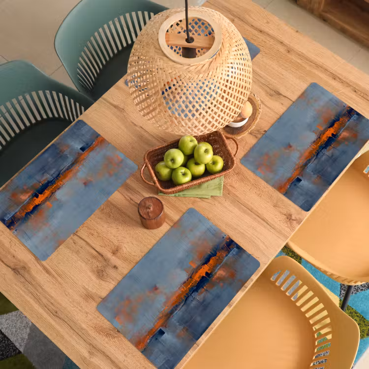 Placemat - 6 stuks - Abstract - Kleuren - Modern - Oranje - Grijs — 6