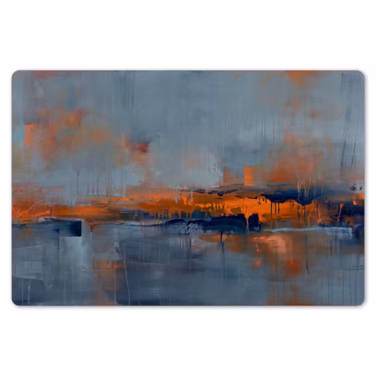 Placemat - 6 stuks - Abstract - Kleuren - Modern - Oranje - Grijs — 7