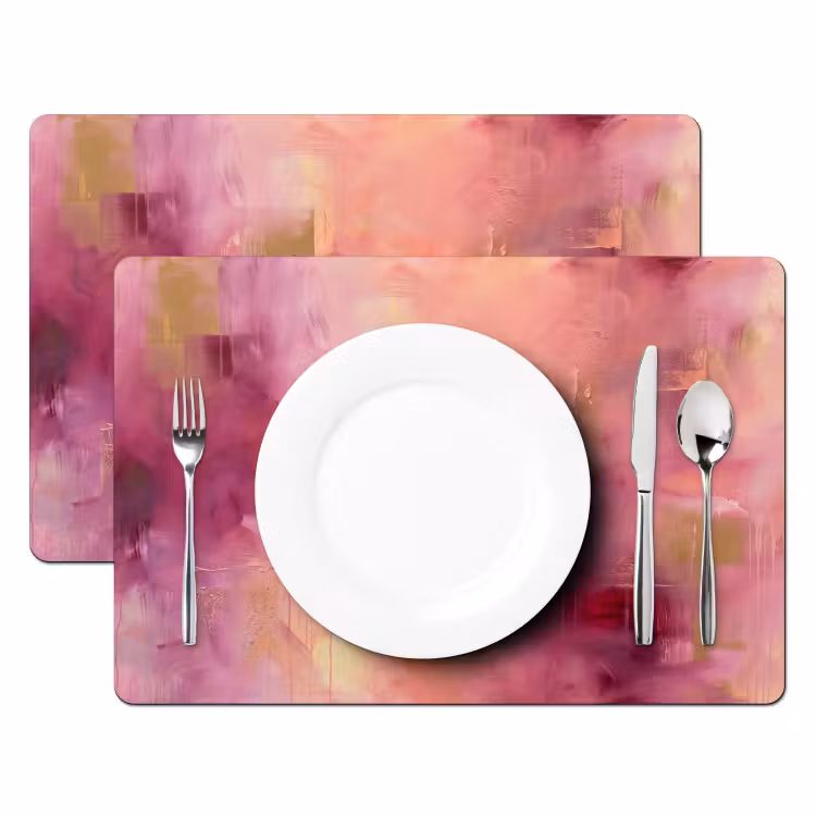Placemat - 6 stuks - Abstract - Kleuren - Modern - Roze - Paars — 2