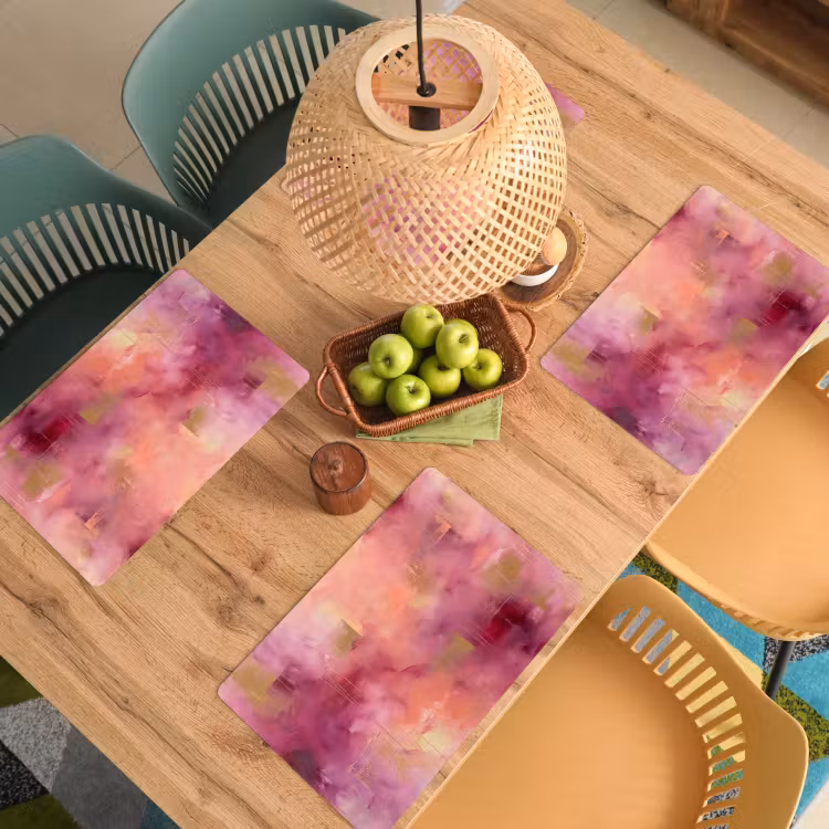 Placemat - 6 stuks - Abstract - Kleuren - Modern - Roze - Paars — 6