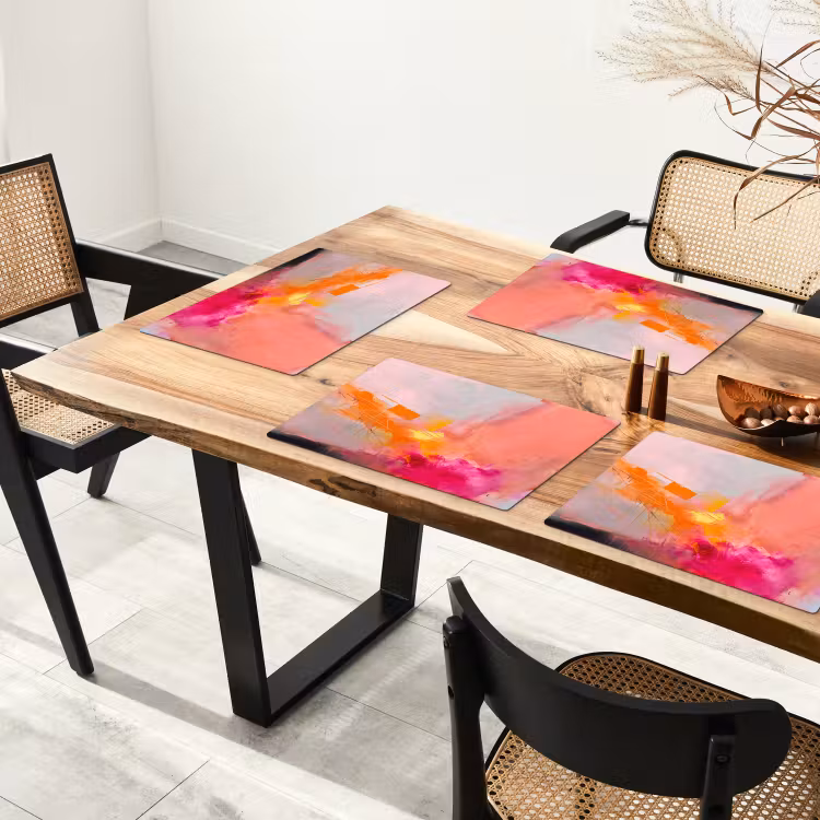 Placemat - 6 stuks - Abstract - Kleurrijk - Modern - Roze — 5