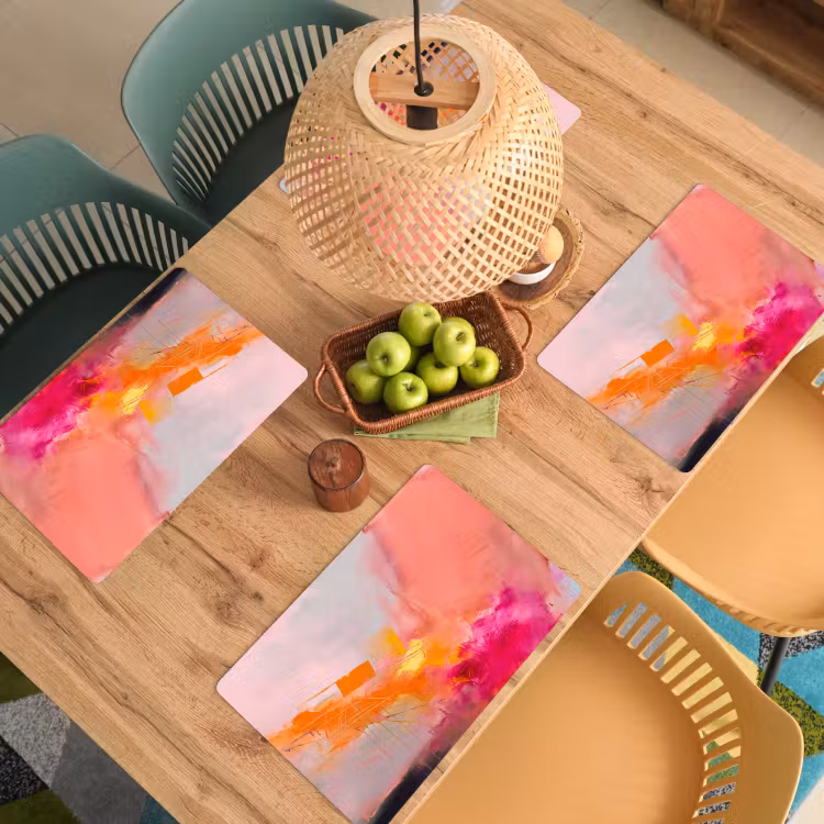 Placemat - 6 stuks - Abstract - Kleurrijk - Modern - Roze — 6
