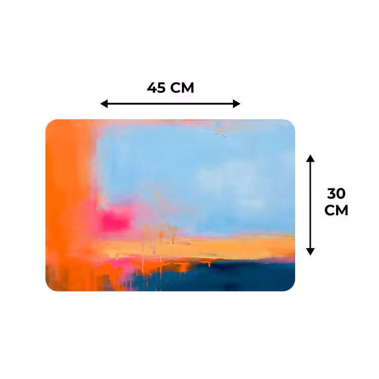 Placemat - 6 stuks - Abstract - Kleurvlakken - Modern - Oranje - Blauw — 3