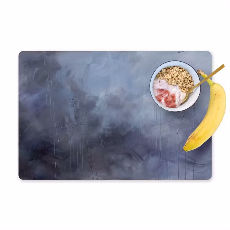 Placemat - 6 stuks - Abstract - Kwaststreken - Modern - Kunst - Grijs — 1