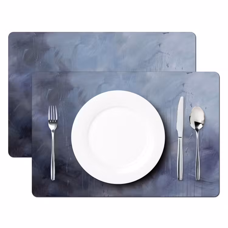 Placemat - 6 stuks - Abstract - Kwaststreken - Modern - Kunst - Grijs — 2