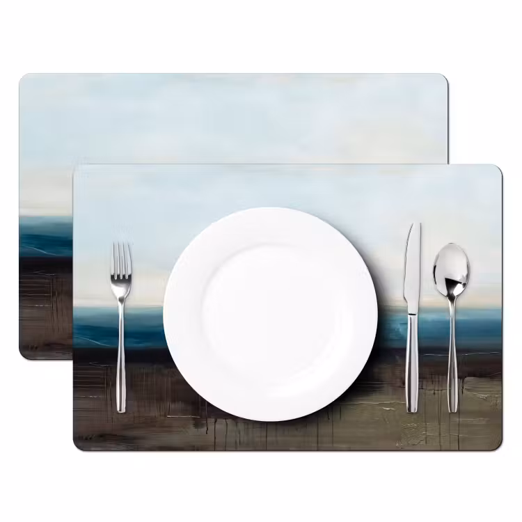 Placemat - 6 stuks - Abstract - Landschap - Horizon - Blauw - Modern — 2