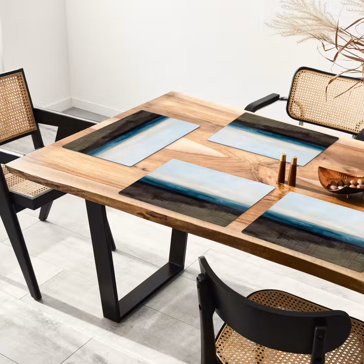 Placemat - 6 stuks - Abstract - Landschap - Horizon - Blauw - Modern — 5