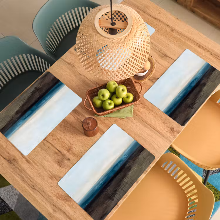 Placemat - 6 stuks - Abstract - Landschap - Horizon - Blauw - Modern — 6