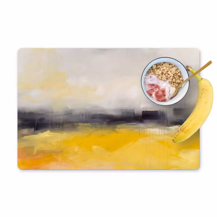 Placemat - 6 stuks - Abstract - Landschap - Modern - Geel — 1