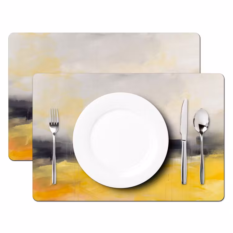 Placemat - 6 stuks - Abstract - Landschap - Modern - Geel — 2