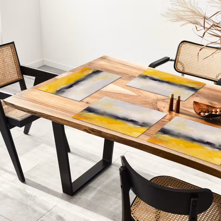 Placemat - 6 stuks - Abstract - Landschap - Modern - Geel — 5