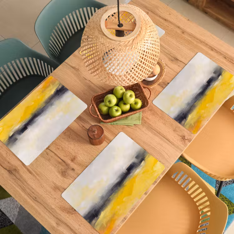 Placemat - 6 stuks - Abstract - Landschap - Modern - Geel — 6