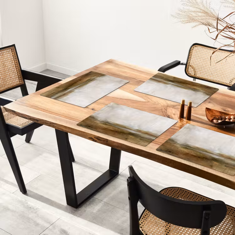 Placemat - 6 stuks - Abstract - Landschap - Natuur - Beige - Bruin — 5