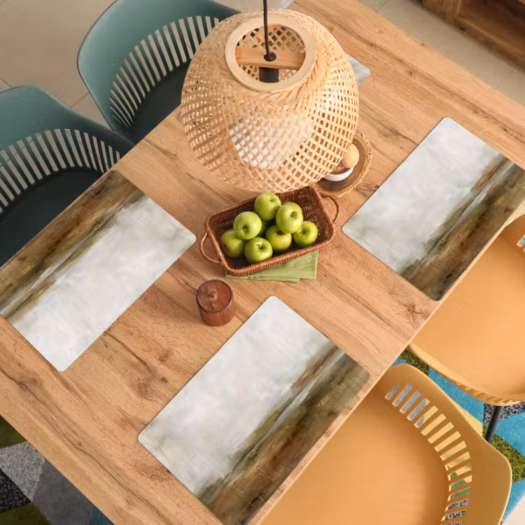 Placemat - 6 stuks - Abstract - Landschap - Natuur - Beige - Bruin — 6