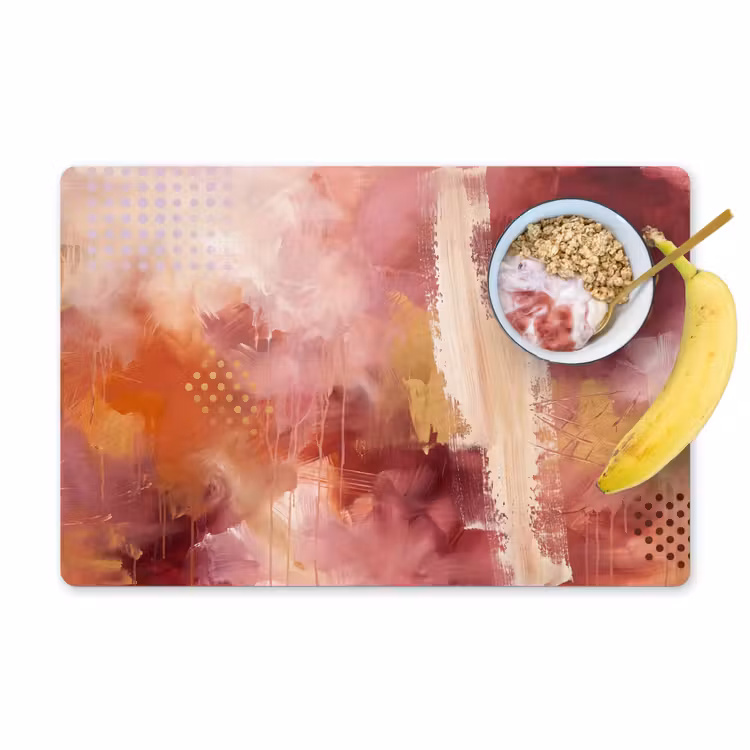 Placemat - 6 stuks - Abstract - Rood - Goud - Modern - Kunst — 1