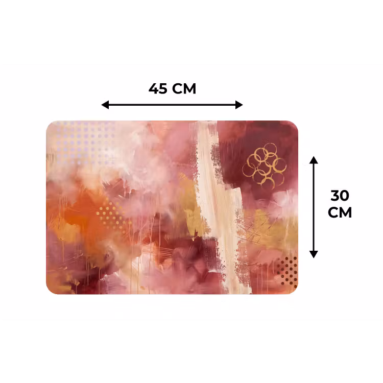 Placemat - 6 stuks - Abstract - Rood - Goud - Modern - Kunst — 3