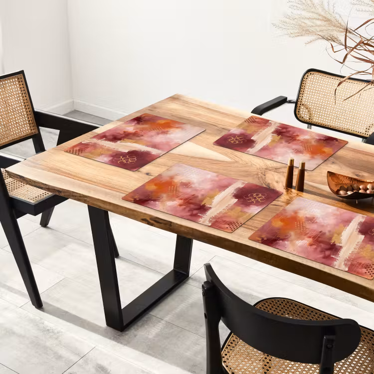 Placemat - 6 stuks - Abstract - Rood - Goud - Modern - Kunst — 5