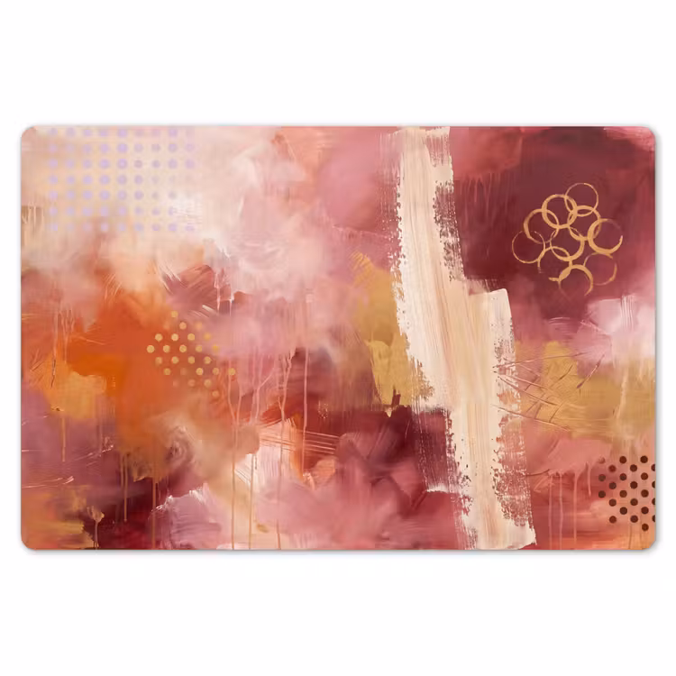 Placemat - 6 stuks - Abstract - Rood - Goud - Modern - Kunst — 7