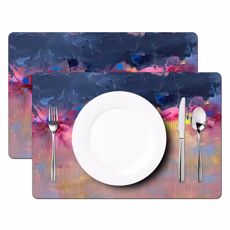Placemat - 6 stuks - Abstract - Textuur - Kleuren - Modern - Roze — 2